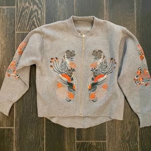 Embroidered zip up jacket (M) never been worn NWOT